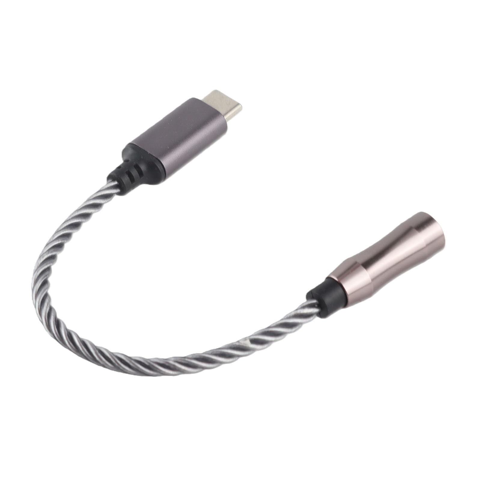 AMONIDA Wzmacniacz Słuchawkowy Typu C do 3,5 Mm Wysokowydajny Adapter do Komputerów PC i urządzeń z Systemem z Współczynnikiem SNR 120 DB, 5,9 Cala (Chłodna szarość)