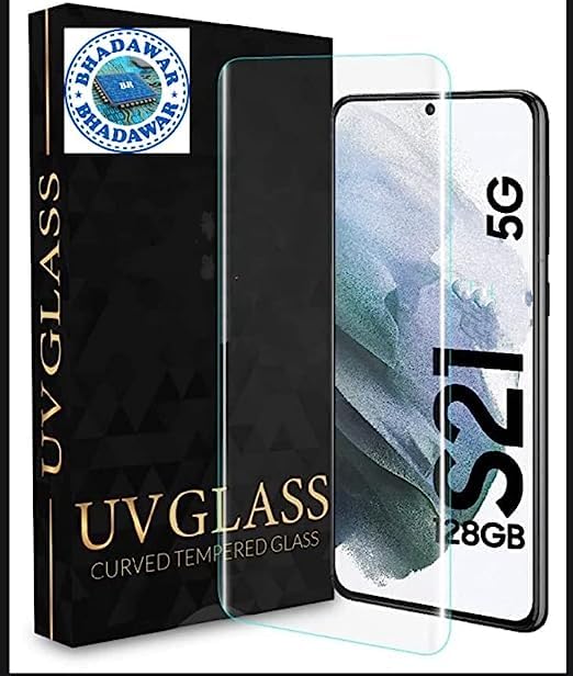Image of Premium Tempered Glass Design for Samsung Galaxy Note S21 Advanced Border Less Full Edge to Edge 3D Curved UV Screen Protector and Easy Installation Kit (Pack of 1) asy Installation Kit