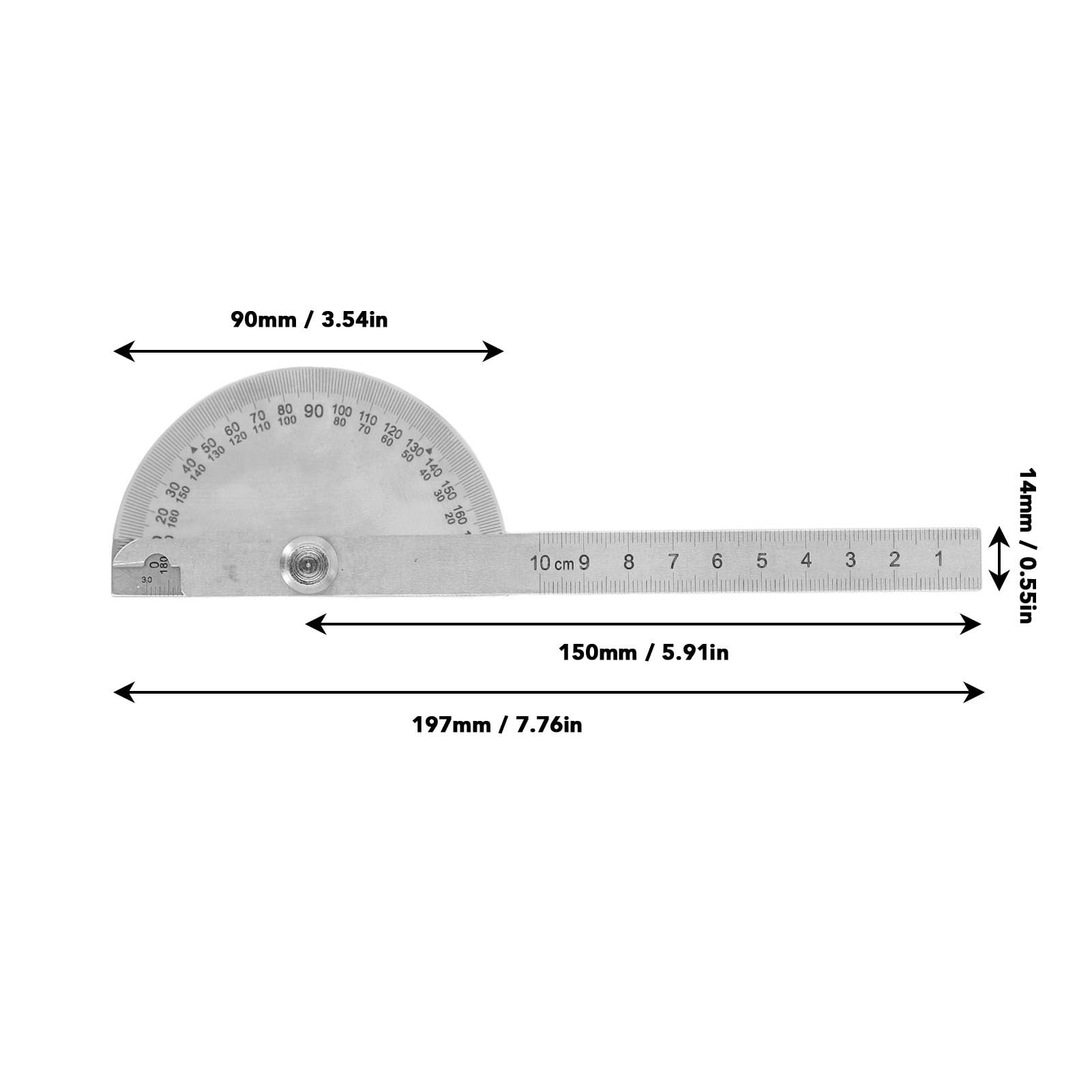 Adjustable Angle Protractor, Stainless Steel Angle Finder Ruler, Stainless Steel Protractor 180 Degrees for Woodworking