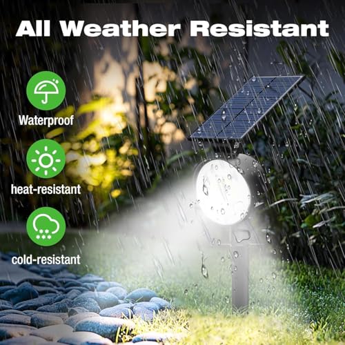 Image of XERGY Solar LED Spot Lights | Waterproof Outdoor Landscape Lighting | 3 Brightness Modes | Adjustable Head | 2 Install Options (Wall Mount & Ground Stake) | Auto On /Off for Garden, Lawn & Pathway