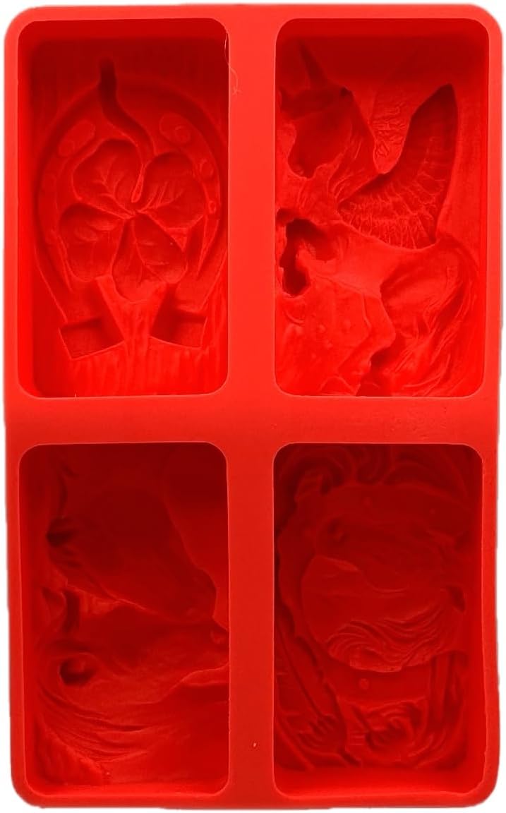 HORSE SOAP SILICONE MOLD for soap making, candle, resin, plaster with: HORSE, UNICORN, HORSESHOE AND LUCKY HORSE