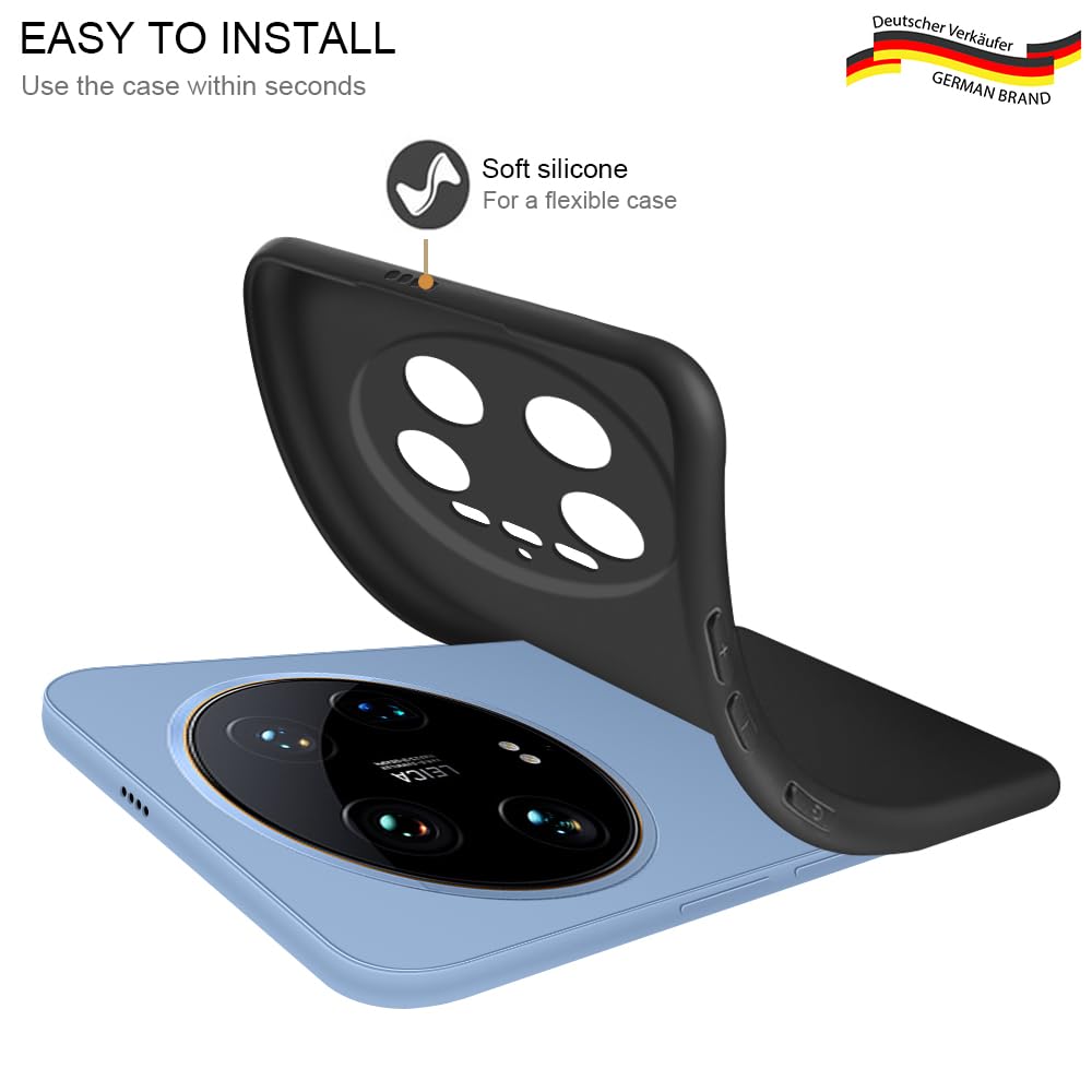 WXPPJ Custodia per Xiaomi 14 Ultra Cover, Nero AntiGraffio