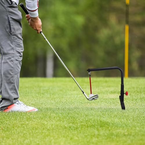 Golf Swing Trainer Metal Golf Practice Swing Groover Golf Swing Training Aid with Height Adjustment for Hitting Training Golf Accessories, Red - Image 6