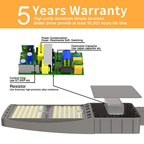 300W LED Parking Lot Light 43,500Lm (145lm/w) 5000K ETL DLC Certified IP65 Waterproof Slip Fitter LED Street Lights Shoebox Pole Lights Outdoor Yard Lighting Fixture