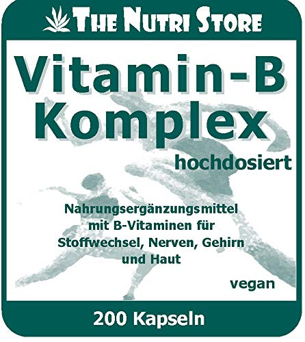 Vitamin B Komplex hochdosiert vegane Kapseln 200 Stk. - Nahrungsergänzungsmittel mit B-Vitaminen für Stoffwechsel, Nerven, Gehirn und Haut