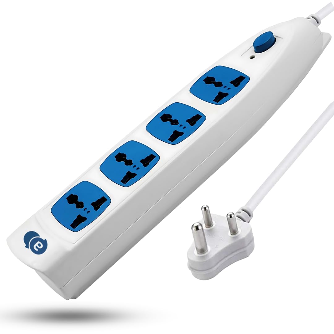 APPSTER Extension Board 4 Universal Socket + 1 Switch with LED Indicator 6A Socket 230 Volts Power Strips for Home, Office Surge Protectors Spike Guard Switch Board (1.5 Meter Cable + 4 Socket)-image-29