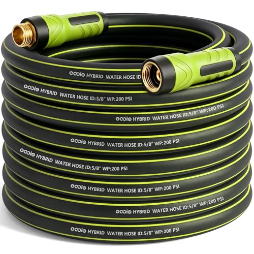 Image of Garden Hose 75ft x 5 /8 inch, Heavy Duty Water Hose, Flexible and Durable, Kink Resistant Lightweight Hybrid Hose, Leakproof Yard Hose with Male to Female Fittings