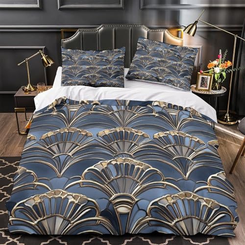 Parure Housse de Couette 2 Taies Éclair Lit Simple Art Déco