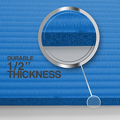 Sivan Health and Fitness 1/2-InchExtra Thick 71-Inch Long NBR Comfort Foam Yoga Mat for Exercise, Yoga, and Pilates (Blue)