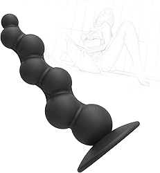 LONGHU4 Cuentas anales de silicona, cuentas anales eróticas, cuentas anales impermeables con ventosa, cadena anal flexible, tapón anal para masturbador anal, tapón anal para masaje de próstata SM