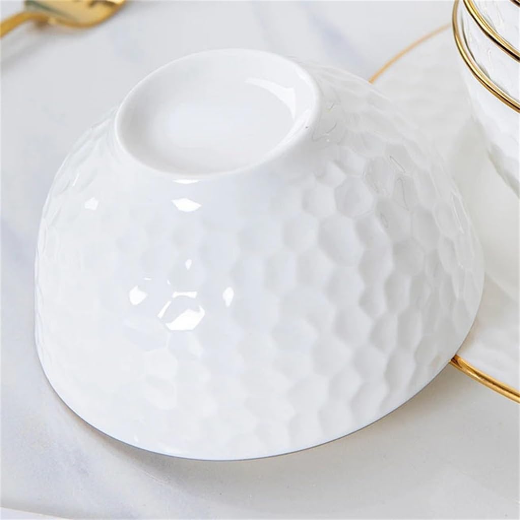 Ceramic Tableware Hand-gilded Creative Soup Bowl Luxury Bone Porcelain Relief Phnom Penh Millets Wire(19.5 * 9cm)