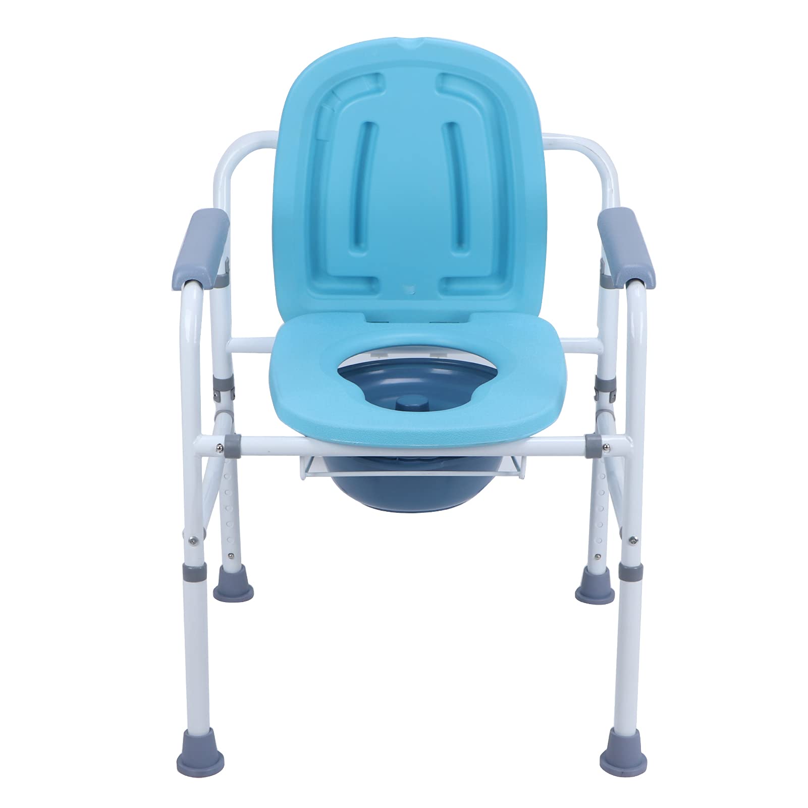 Commode Lightweight, Adult Bedside Commode Toilet Chair, Height Adjustable 43-53cm Elderly Toilet Chair Commode, Bedside Drop-Arm Commode Chair with Lid, for Home, Clinic, Rehab