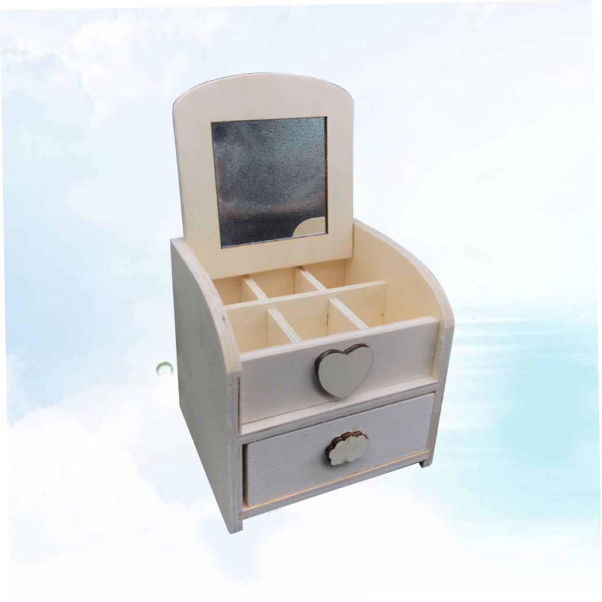 Amosfun DIY Kids' Dressing Table Wooden Table Organizer Box Space-Saving Creative Safe for Children's Play