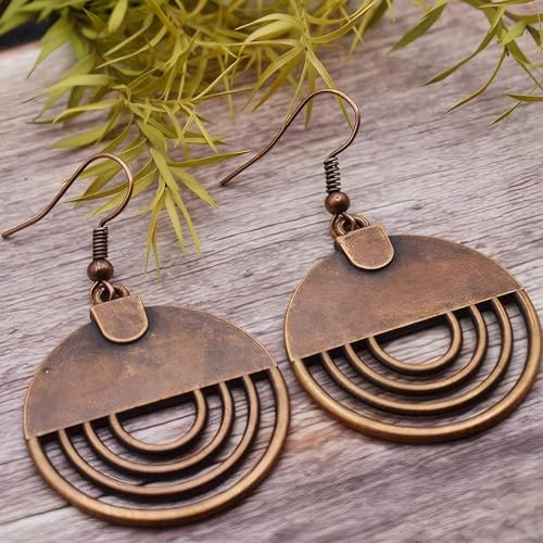 Ecozran Handcrafted Boho Chic Teardrop Earrings - Lightweight Copper Dangle Jewelry for Women - Image 2