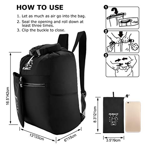 RUNACC Waterproof Dry Bag Backpack 20L Floating Dry Sack with Free Waterproof Phone Case for Beach, Kayaking, Camping, Boating, Swimming, Fishing, Hiking - Thumbnail 6