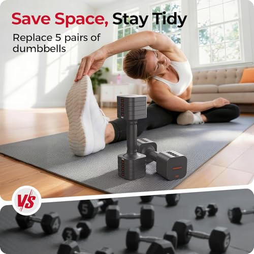 Image of FEIERDUN DB3 5-in-1 Adjustable Dumbbell Set of 2, 12LBS /20LBS Hand Weights for Women, Men, 1s-Adjust Dual-Stable Dumbbell Set for Women Home Gym & Outdoor