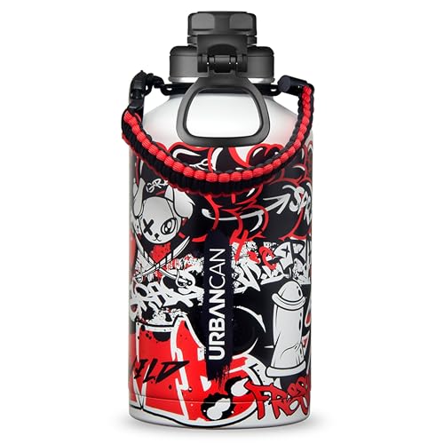 URBANCAN Botella de Agua Aislada 64 oz con Pajilla, Tapas Chug y Cap miniatura 2