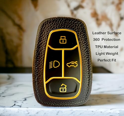Image of ABUNDANCE Leather TPU Key Cover Compatible for TATA Neon | Harrier | Safari | Tigor | Altroz | Punch | Tiago etc