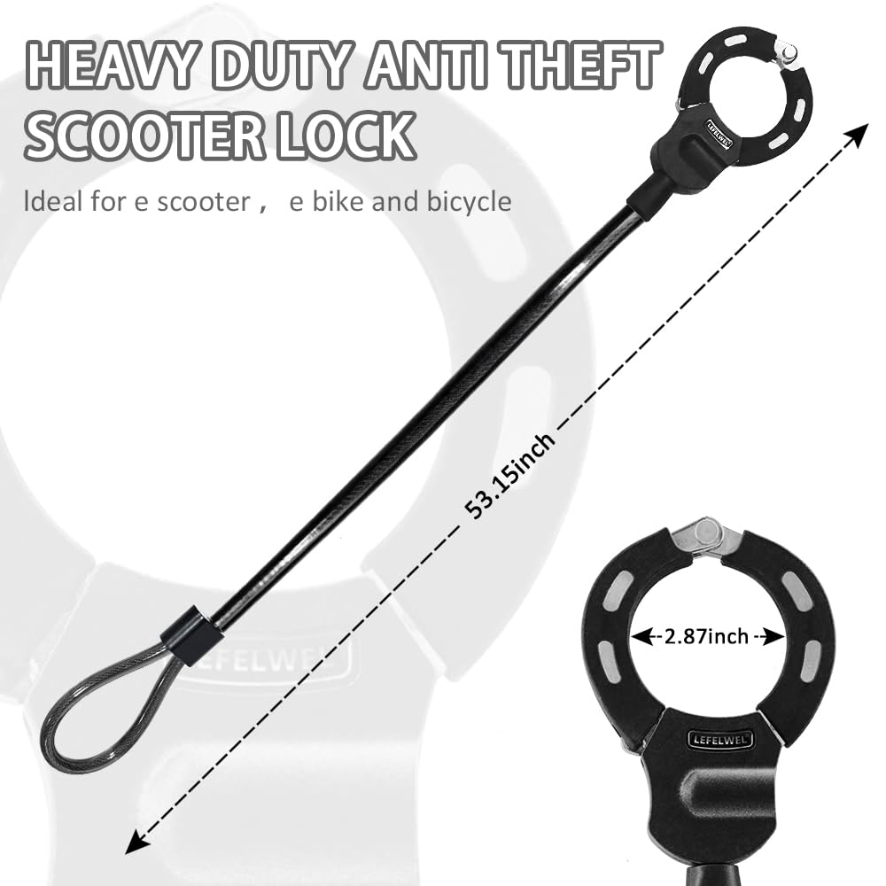 Cavo di blocco per bicicletta, lucchetto per scooter elettrico, cavo di sicurezza spesso 12 mm, resistente antifurto, ideale per scooter elettrici, moto, biciclette e passeggini, ferroso