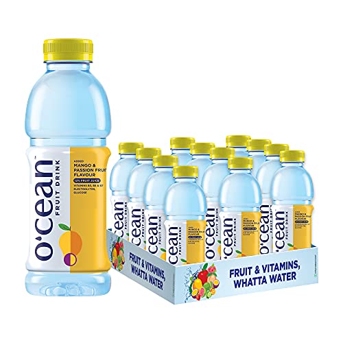 Image of O'CEAN Vegetarian Fruit Water Mango & Passion Flavor Enriched With Vitamins, Electrolyte & Glucose| 500Ml | Pack Of 12