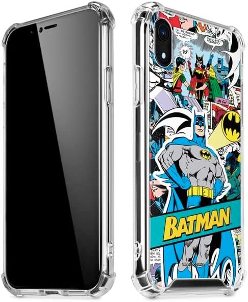 Skinit Clear Phone Case Compatible with iPhone XR - Officially Licensed DC Comics Batman Vintage Pose Collage Art Design
