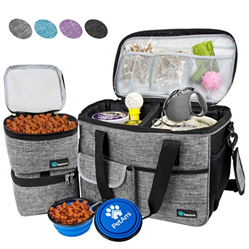 PetAmi Dog Travel Bag | Airline Approved Tote Organizer with Multi-Function Pockets, Food