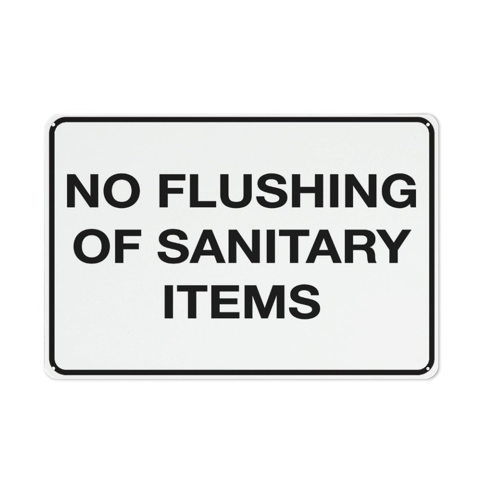 No Flushing Of Sanitary Items Sign, 8x12 Inch UV-Ink Printed Aluminum for House & Business