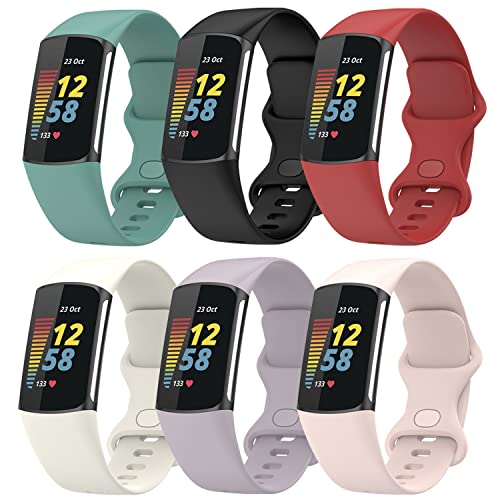 Image of Compatible with Fitbit Charge 5 Bands, Replacement Soft Silicone Watch Straps Soft Wristband for Fibit Charge 5 Fitness & Health Tracker Women&Men