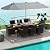 Tangkula 10 Piece Patio Rattan Dining Set with 15Ft Double-Sided Umbrella, Outdoor Heavy Duty Acacia Wood Table and Stackable Wicker Chairs Set, Umbrella with Weighted Base