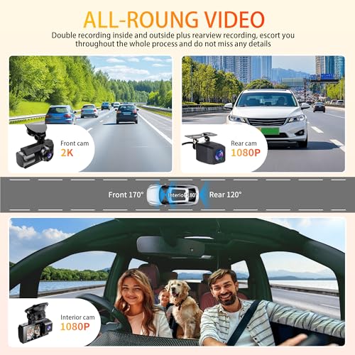 Image of Dash X X11 Ultra 2K Front + 1080P Rear + 1080P Cabin Triple Lens Dashcam | 180 Fisheye Cabin | Night Vision | WiFi App | G-Sensor | Loop Recording | 24H Parking Monitor | 256 GB Support