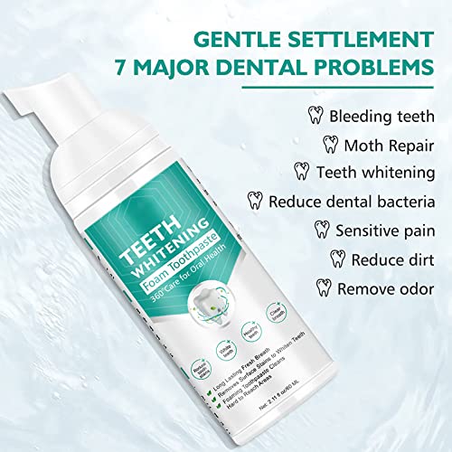 2Pcs Toothpaste Cleansing Foam, 60Ml Baking Soda Toothpaste, Intensive Stain Removal Toothpaste, Travel Friendly, Easy To Use, Oral Care-Toothpaste Replacement, Ultra-Fine Mousse Foam #TOP3