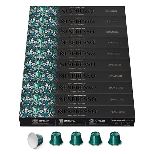 NESPRESSO ORIGINAL Stockholm Lungo 100 Kaffeekapseln | Arabica Kaffee | Dunkle Röstung | Intensität 8