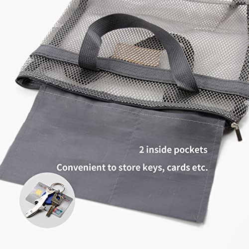 Image of Mesh Shower Caddy Bag Portable Hanging Toiletry and Bath Organizer with Zipper for Travel, Gym, Camping, College Dorms, Beach