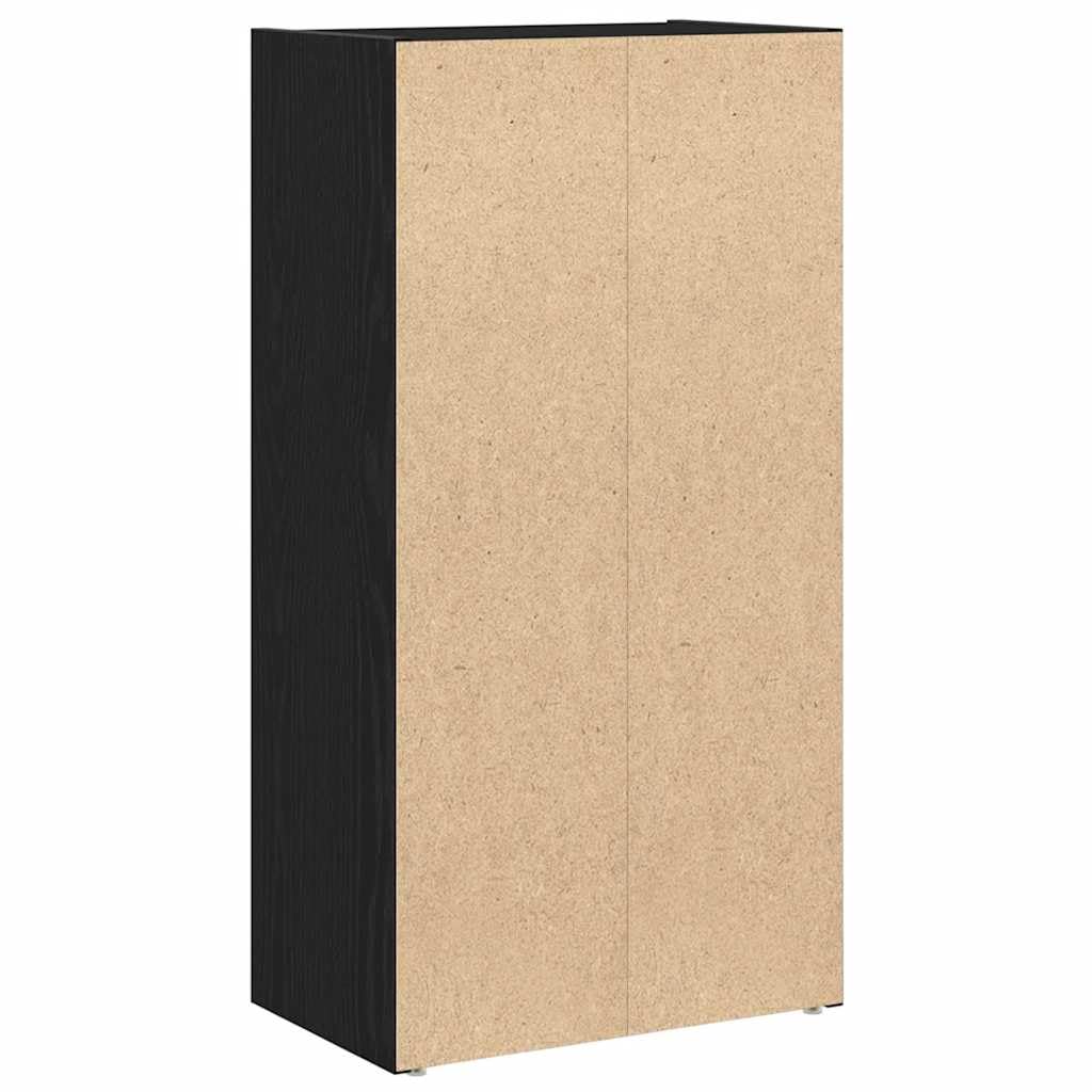 Générique Bücherregal, Eiche, Schwarz, 40 x 24 x 77 cm, Holz | Wendbare Tür, mehrere Regale, geschlossene Aufbewahrung, einfache Reinigung mit feuchtem Tuch