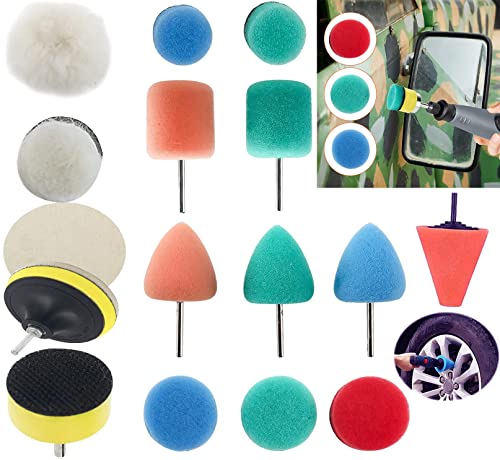 Image of DIY Crafts Mini 1-3 inch inch Choice 1-7 inch inch Fur Felt Pads Sponge Buffing Pad Waxing Drill Adapter M10 /14 for Tight Area Detailing Polishing Waxing & Sealing Glaze Accessory Only (165x 15x11, 3 inchinch)