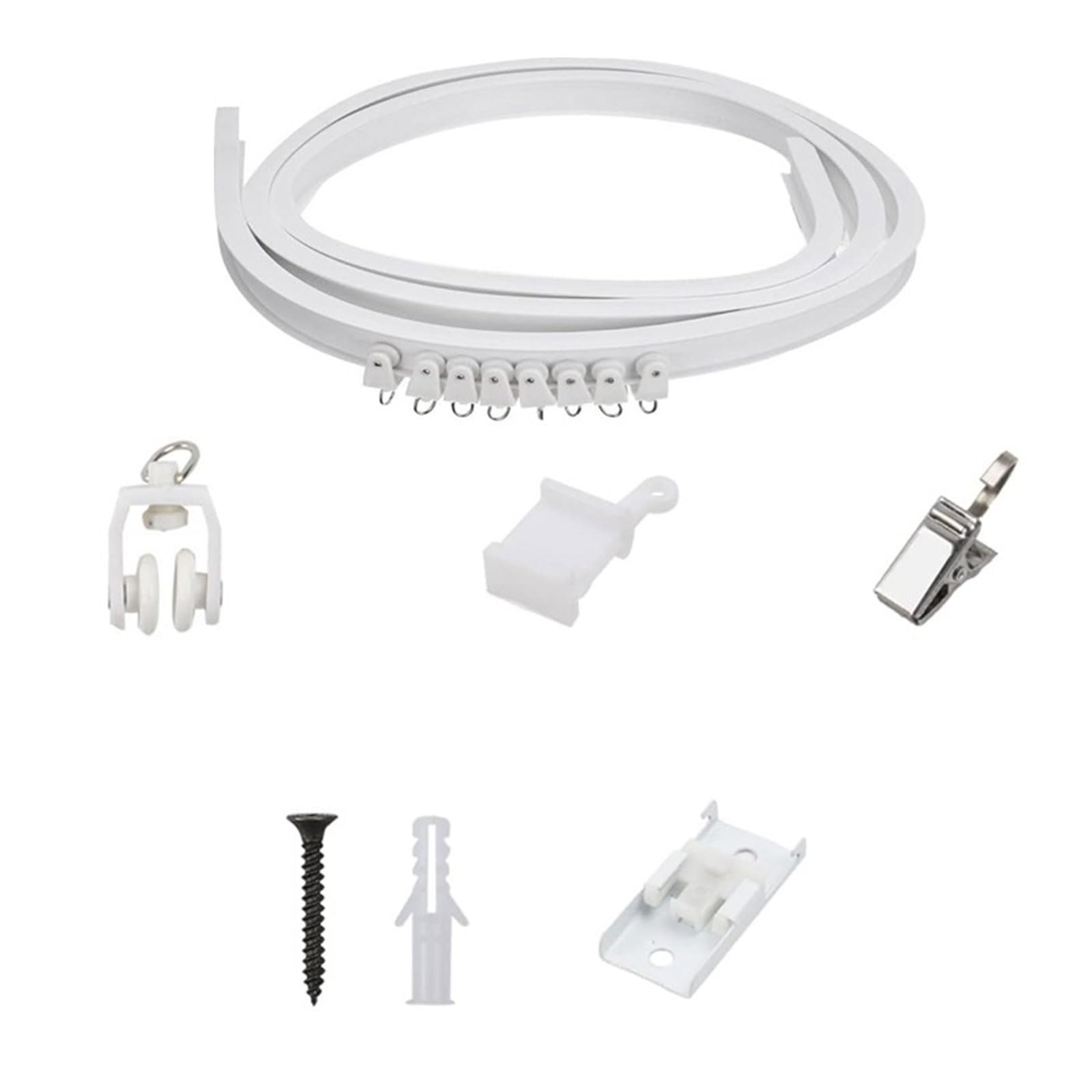 REDYY Completing 5 Meter Ceiling Curtain Track Kits with Rollers Clip and Brackets Curtain Rails Set for Soft Window Draping Curtain Track