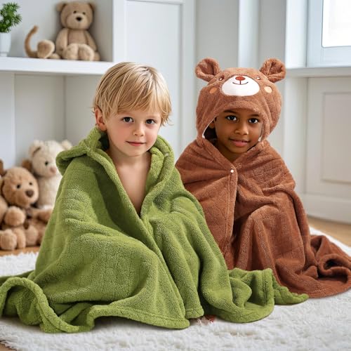 Image of Toddler Bath Towel Baby Bath Towels Hooded Kids Towel for Boy Girl 0-5 Year, 2-Pack Thick Absorbent Toddler Towels Baby Towels with Hood, Large 50''x32''