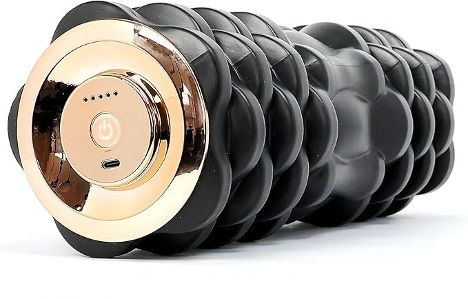 FabSports Electric Vibrating Foam Roller - 5-Speed High-Intensity Trigger Point Massager for Deep Tissue Muscle Recovery, Back Pain Relief & Gym Fitness - USB-C Rechargeable, Portable Massage Roller