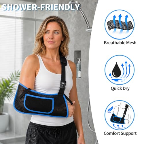 Image of Mesh Shower Arm Sling Shoulder Immobilizer for Shoulder Surgery Recovery