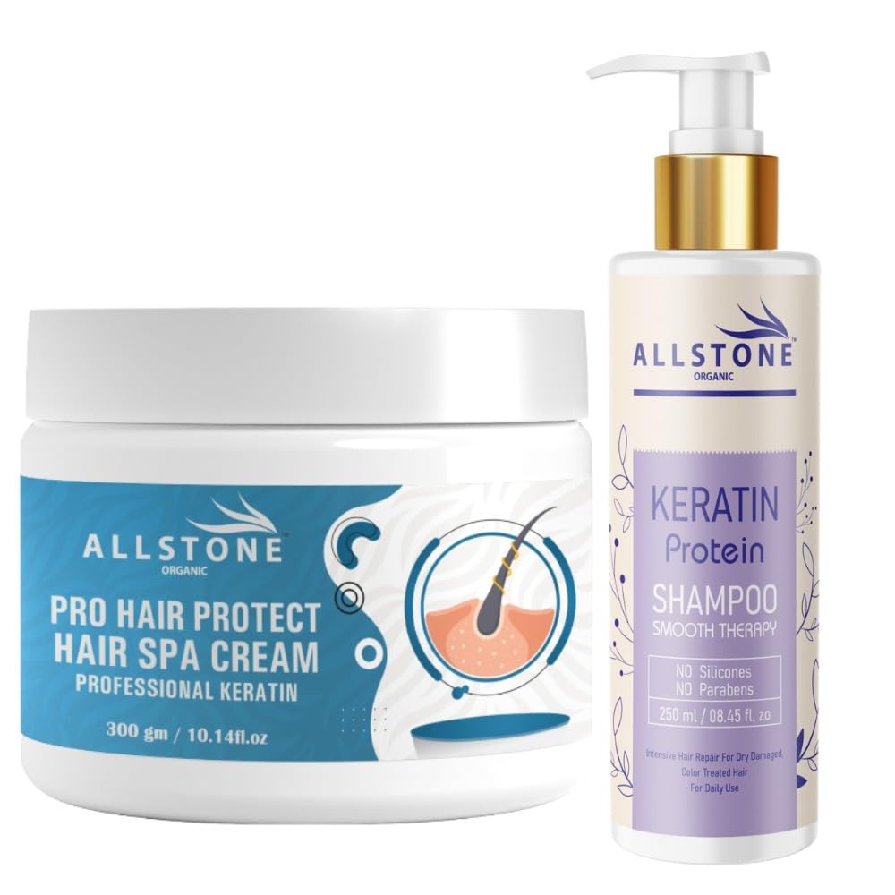 ALLSTONE ORGANIC Hair Protection Hair Spa Cream And Keratin Protein Shampoo Smooth Therapy For Dry Repaire