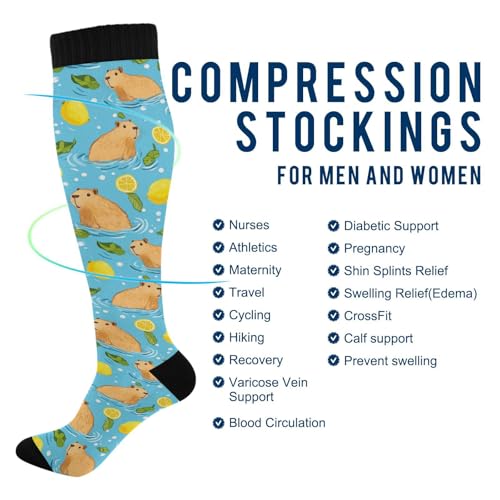 Image of Wusikd Heartbeat Symbol Compression Socks for Women and Men Circulation Black Long Socks for Athletic Running 1