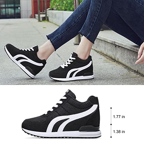 Aonegold Womens Hidden Wedges Shoes High Heeled Lightweight Mesh Sneakers Casual Walking Shoes Tennis Chic(Size 41, Bk) #TOP3