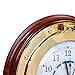 Nagina International Nautical Time Tide Clock with Brass Porthole & Wooden Base - Captain Maritime Beach Home Decor Gift (8 Inches)