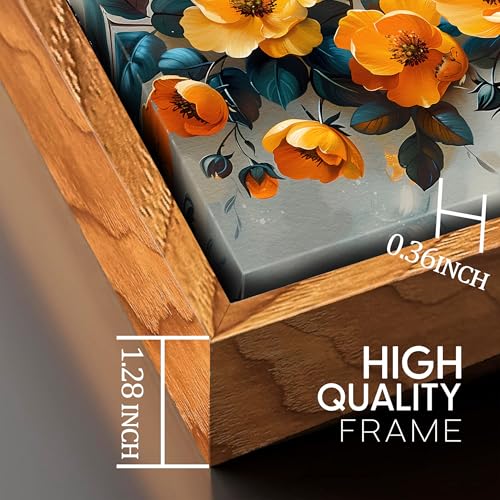 Image of AOZEMI Yellow Wall Art Room Decor Flower Art | Blue Home Decorations for Kitchen Living Room in Wall Pictures Modern Artwork 59 inchL x 29 inchW