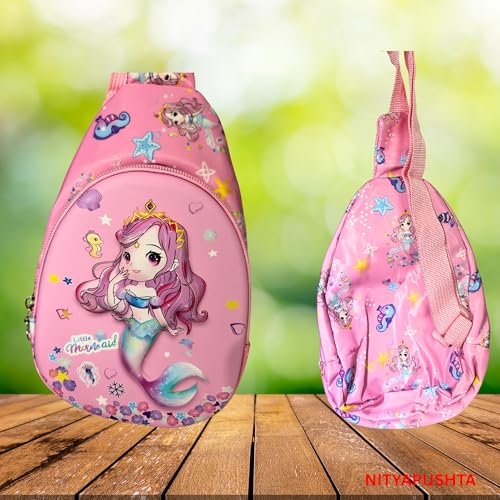 Image of Kids Small Cartoon Design Sling Crossbody Shoulder Bag for Boys & Girls, School Travel & Casual Backpack with Adjustable Strap for Children & Toddlers