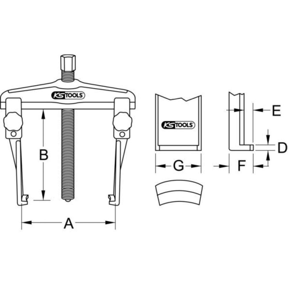 KS Tools 620.0046 Quick Adjustment Universal 2 arm Puller Set including Extremely Narrow Legs, 25-130 mm