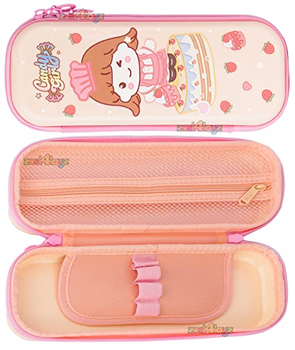 Image of Zest 4 Toyz Pencil Pouch for Girls for School | 3D Cover EVA Cute Girl Theme | Compass Box Organizer | Large Capacity Pencil Pouch Bag | Premium Stylish Pen Holder Pencil Box for Kids | Return Gifts