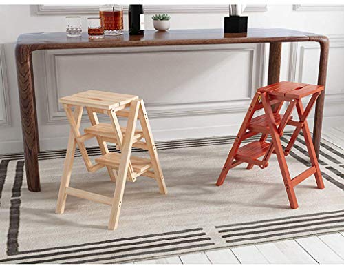Échelle montante intérieure pliable avec tabouret en bois - 5