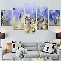 SIGNWIN 5 Panel Canvas Wall Art Modern Art Decorative Elements Expressive Leaves Multicolor Patterns Photography for Home Decorations Ready to Hang - 60