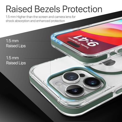 Image of Vaku Luxos Vortex MagPro Back Cover Case For iPhone 15 Pro Max, TPU, Green, Mag-Safe Wireless Charging